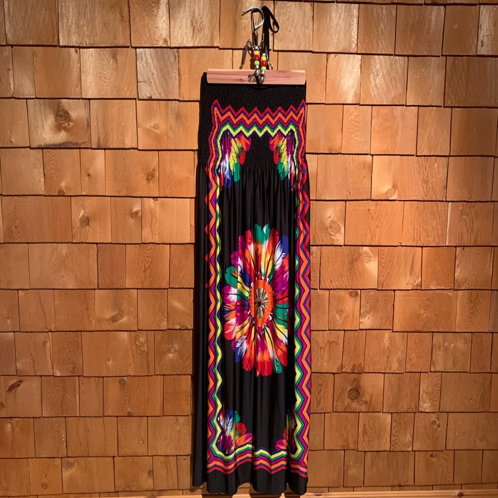 Long dress with Bead necklace maxi dress